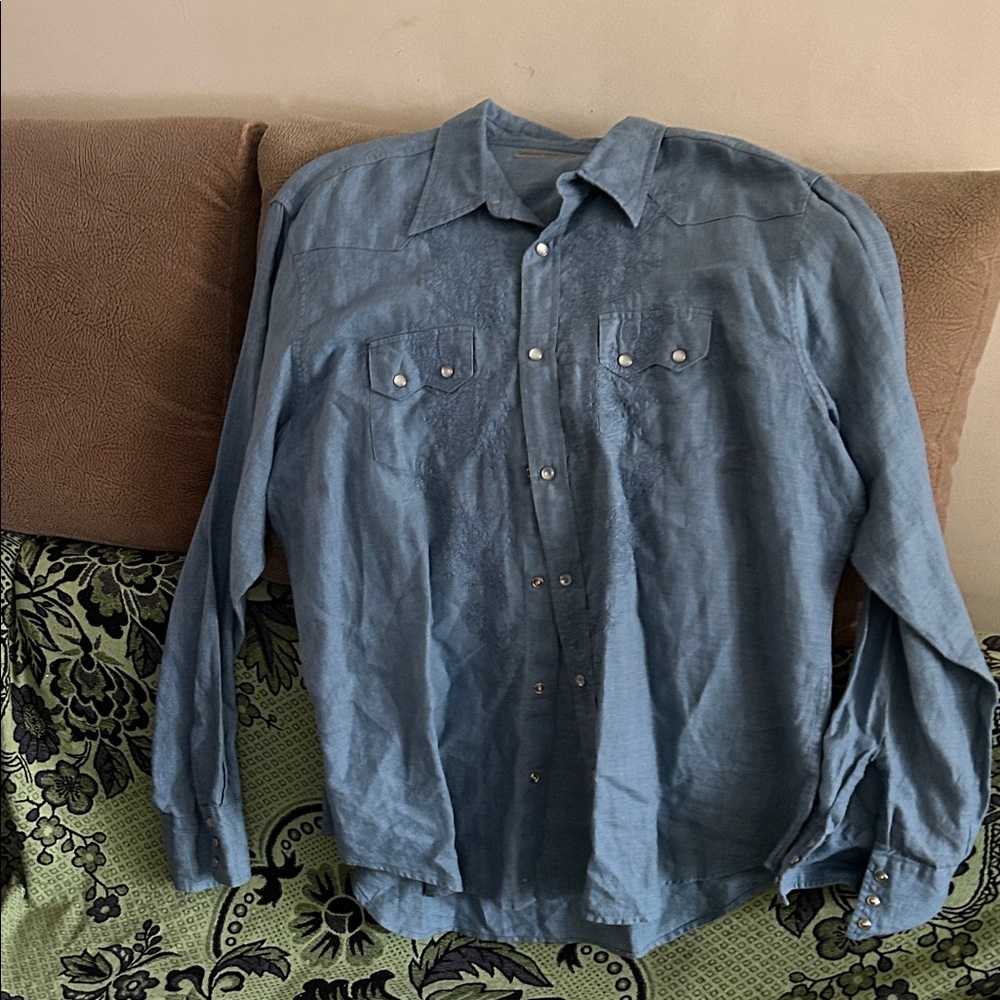 Martin Gordon linen Blue Long Sleeve Shirt